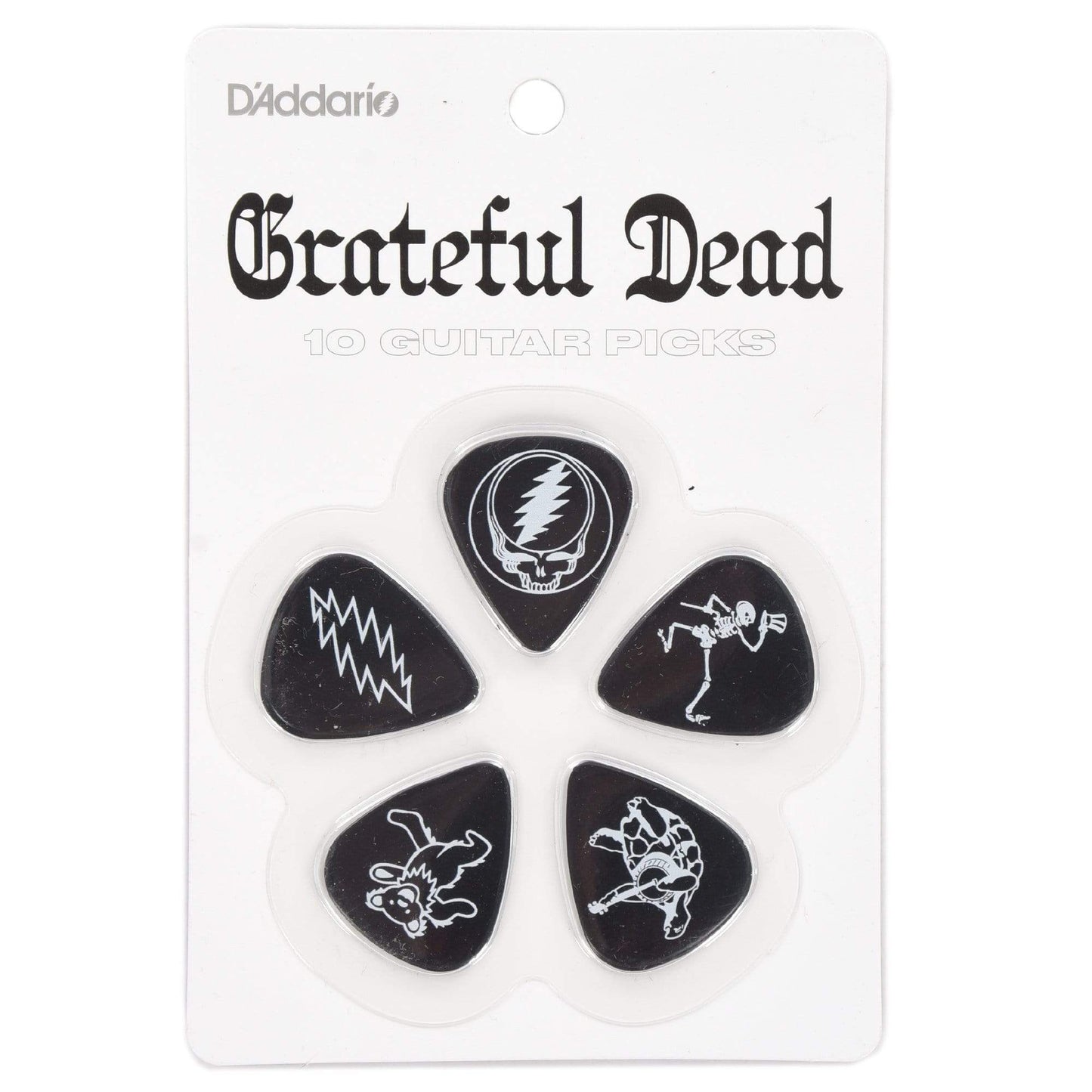 D'Addario Grateful Dead Icons Black Celluloid Medium 4 Pack Bundle Accessories / Picks