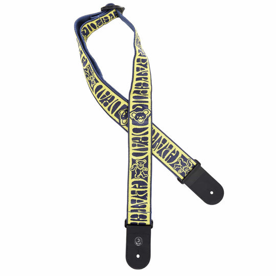 D'Addario 50mm Grateful Dead Woven Dancing Bears Strap Yellow/Navy Accessories / Straps