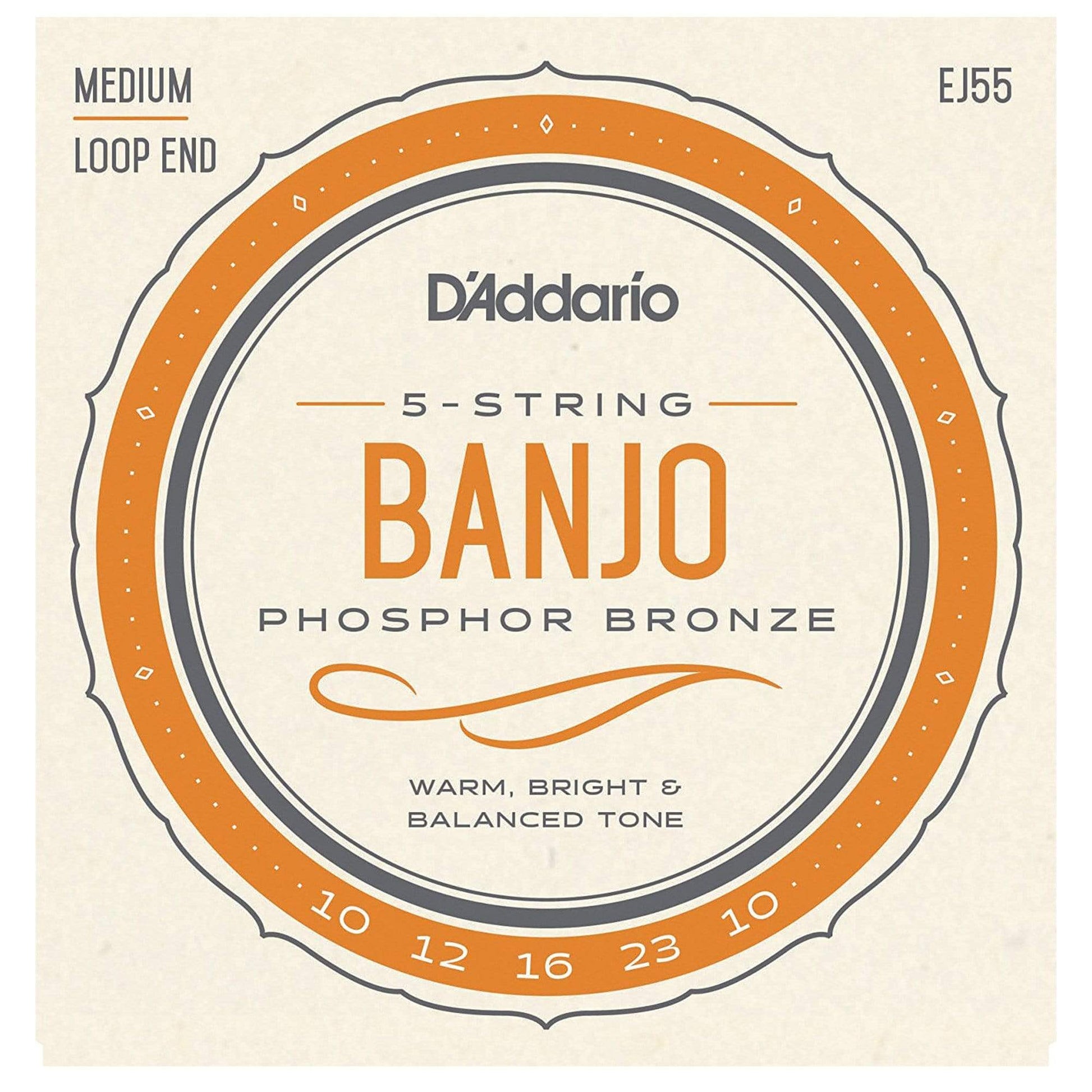 D'Addario EJ55 5-Sting Banjo Phosphor Bronze Medium 10-23 Accessories / Strings / Banjo Strings