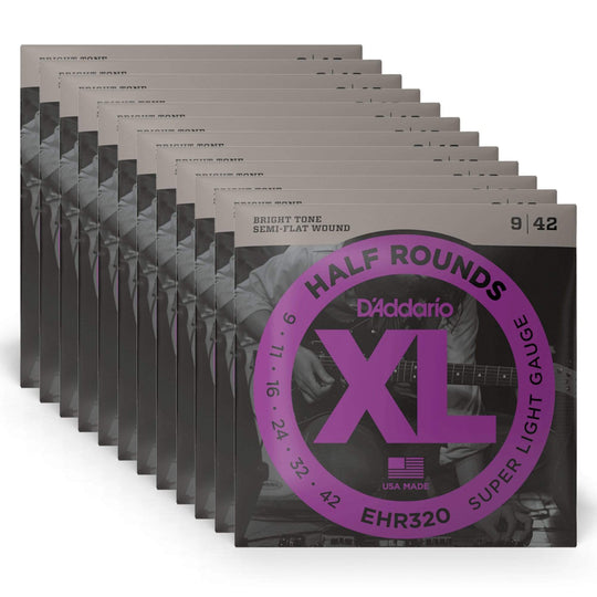 D'Addario EHR320 Half Rounds Electric Super Light 9-42 12 Pack Bundle Accessories / Strings / Guitar Strings