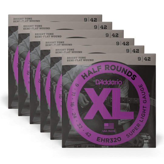 D'Addario EHR320 Half Rounds Electric Super Light 9-42 6 Pack Bundle Accessories / Strings / Guitar Strings
