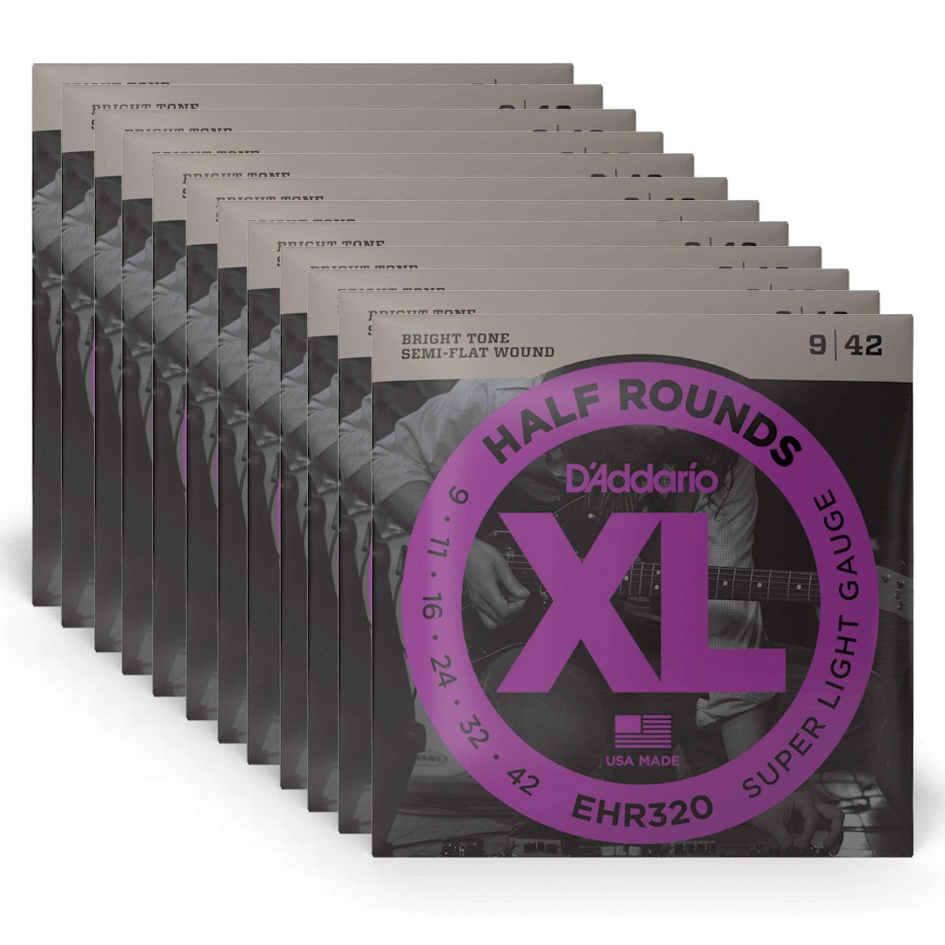 D'Addario EHR360 Half Rounds Electric Jazz Medium 13-56 12 Pack Bundle Accessories / Strings / Guitar Strings