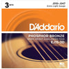 D'Addario EJ15-3D Acoustic Phosphor Bronze Extra Light 10-47 3-Pack Accessories / Strings / Guitar Strings