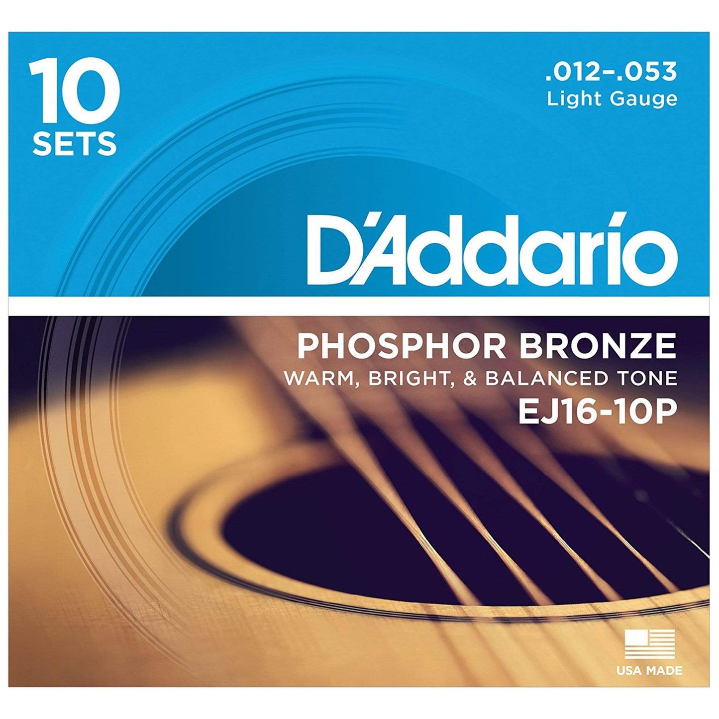 D'Addario EJ16-10P Acoustic Phosphor Bronze Light 12-53 10-Pack Accessories / Strings / Guitar Strings