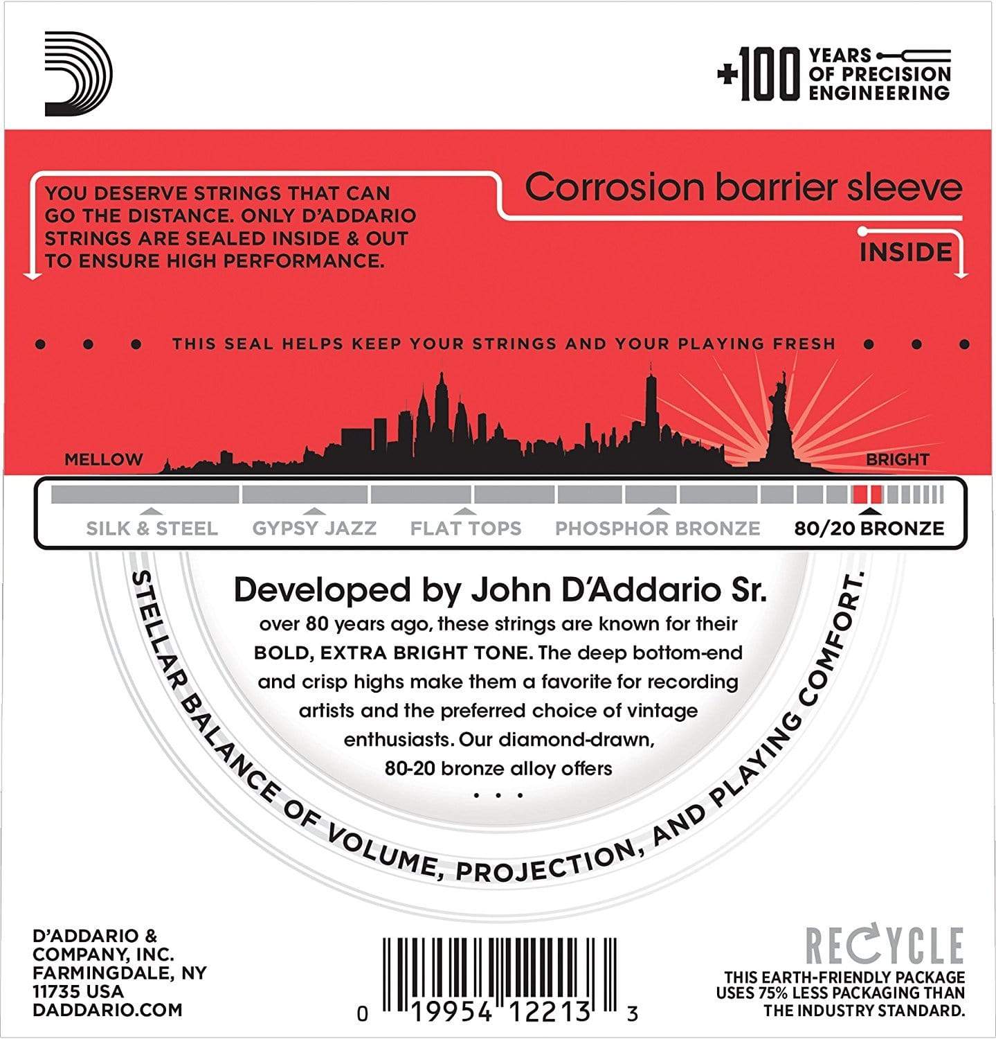 D'Addario EJ17-3D 3-Pack Phosphor Bronze Medium 13-56 Accessories / Strings / Guitar Strings
