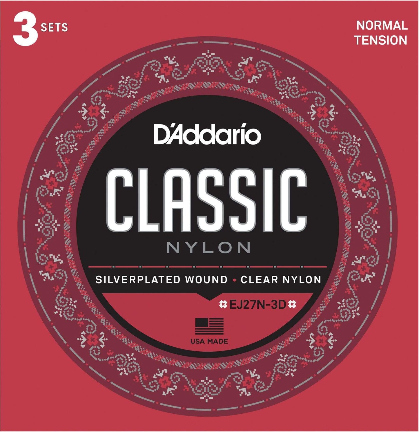 D'Addario EJ27N-3D Classic Nylon Strings Normal Tension 3-Pack Accessories / Strings / Guitar Strings