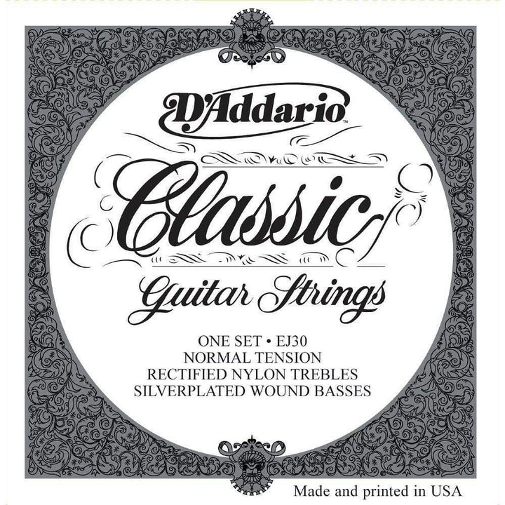 D\'Addario EJ30 Classic Rectified Nylon Silver Wound Strings Chicago