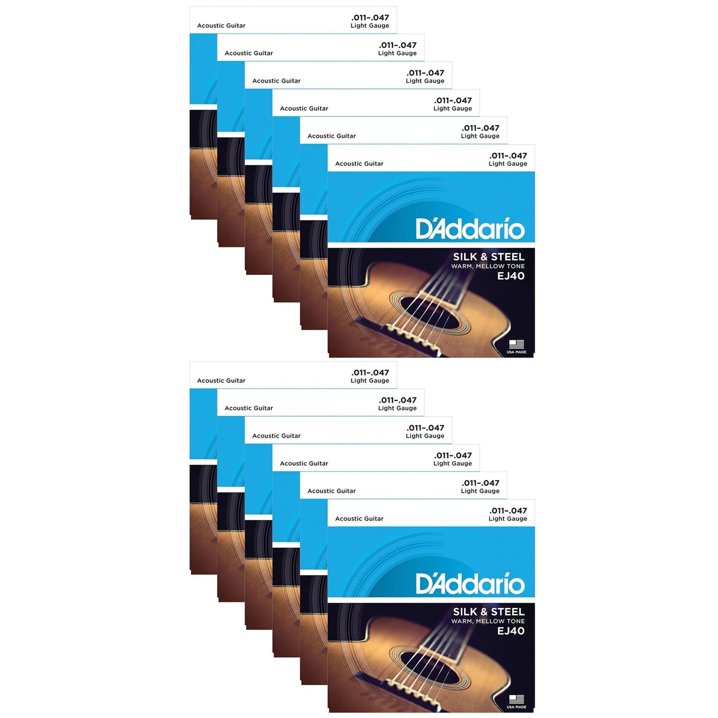 D'Addario EJ40 Silk & Steel Folk 11-47 (12 Pack Bundle) Accessories / Strings / Guitar Strings
