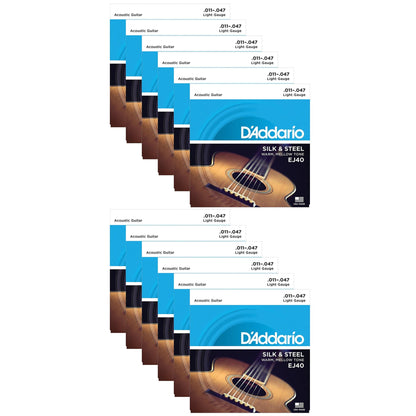 D'Addario EJ40 Silk & Steel Folk 11-47 (12 Pack Bundle) Accessories / Strings / Guitar Strings