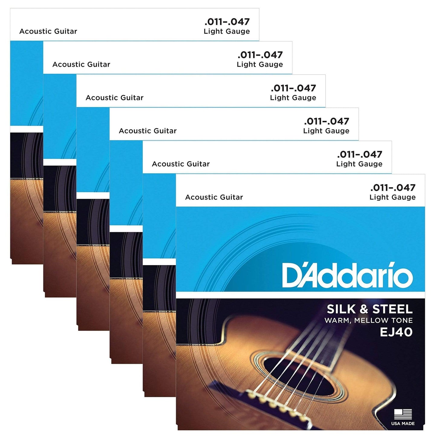 D'Addario EJ40 Silk & Steel Folk 11-47 (6 Pack Bundle) Accessories / Strings / Guitar Strings