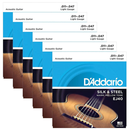 D'Addario EJ40 Silk & Steel Folk 11-47 (6 Pack Bundle) Accessories / Strings / Guitar Strings