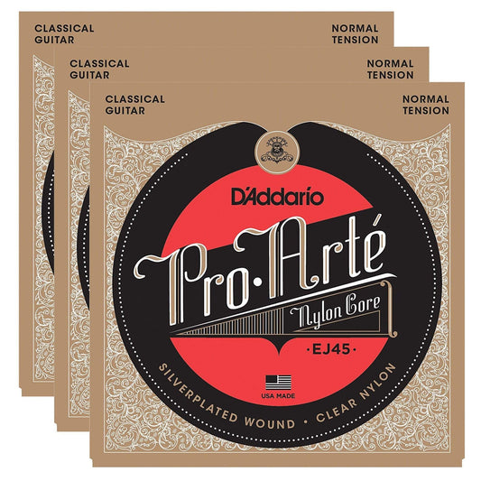 D'Addario EJ45 Pro-Arte Normal Tension Silver (3 Pack Bundle) Accessories / Strings / Guitar Strings