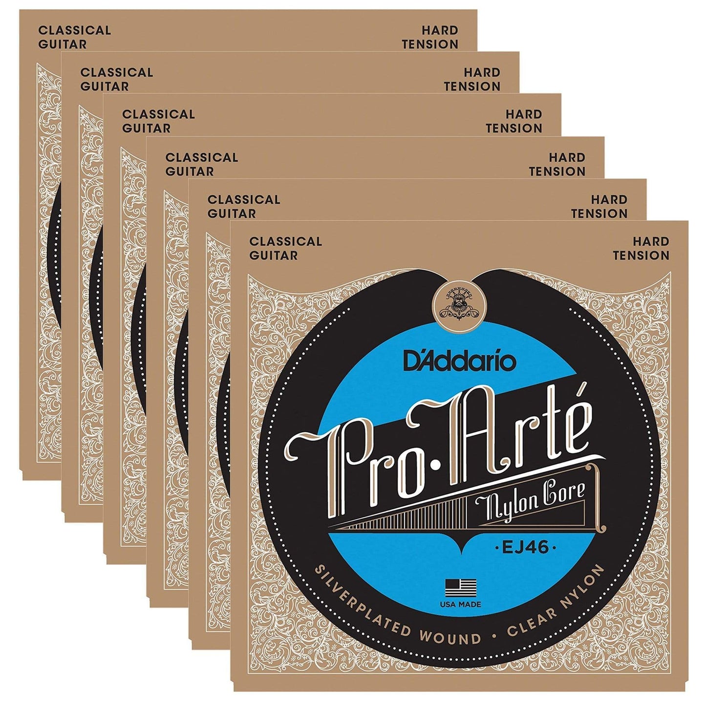 D'Addario EJ46 Pro-Arte Hard Tension Silver (6 Pack Bundle) Accessories / Strings / Guitar Strings