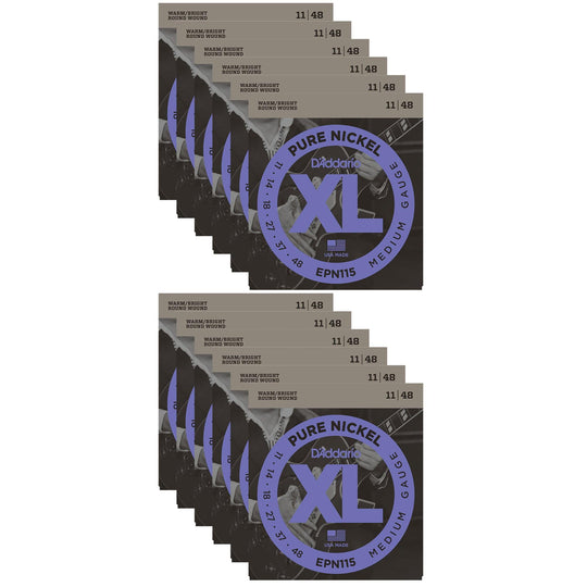 D'Addario EPN115 Pure Nickel Electric 11-48 Blues/Jazz Rock (12 Pack Bundle) Accessories / Strings / Guitar Strings