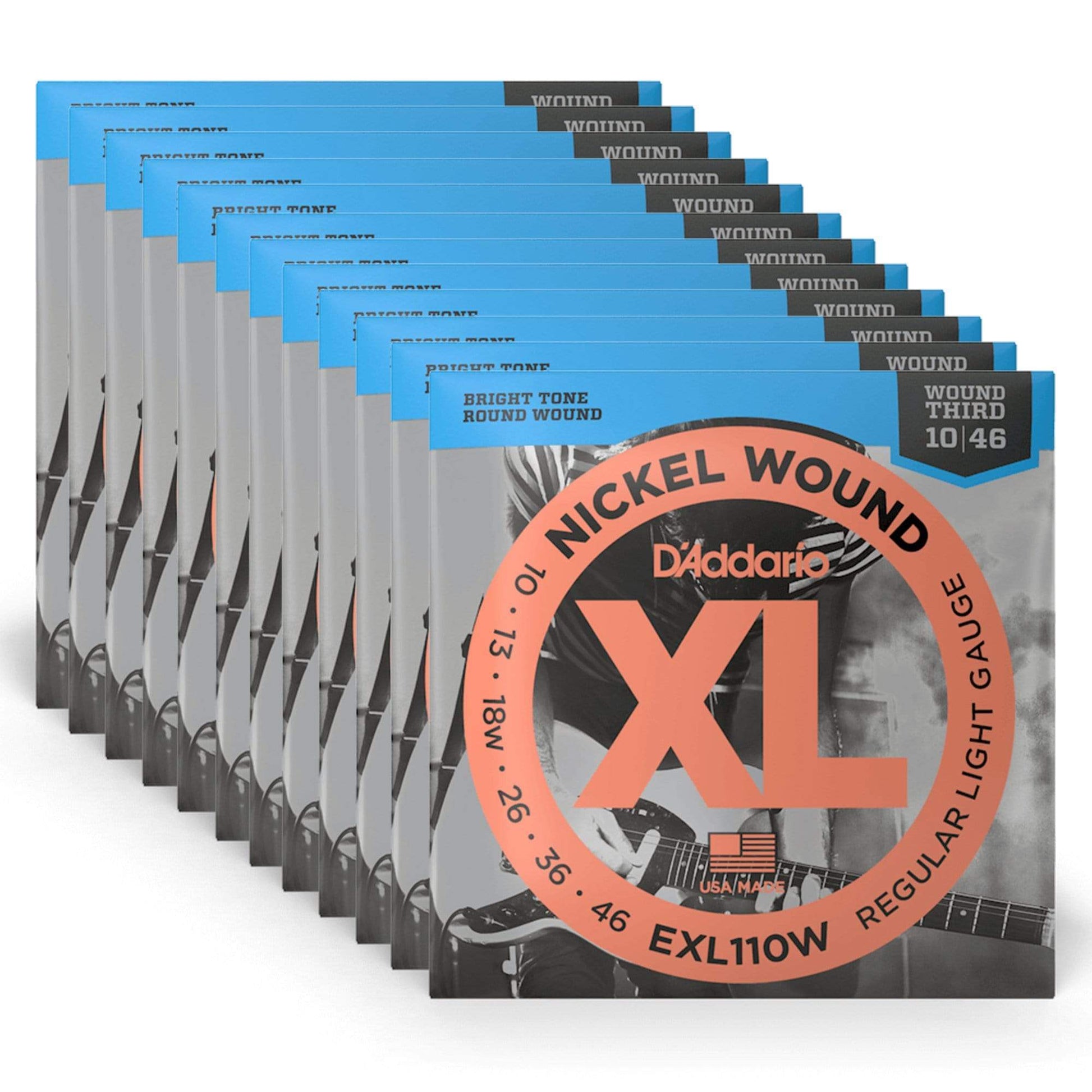 D'Addario EXL110W Electric Light Wound G 10-46 12 Pack Bundle Accessories / Strings / Guitar Strings