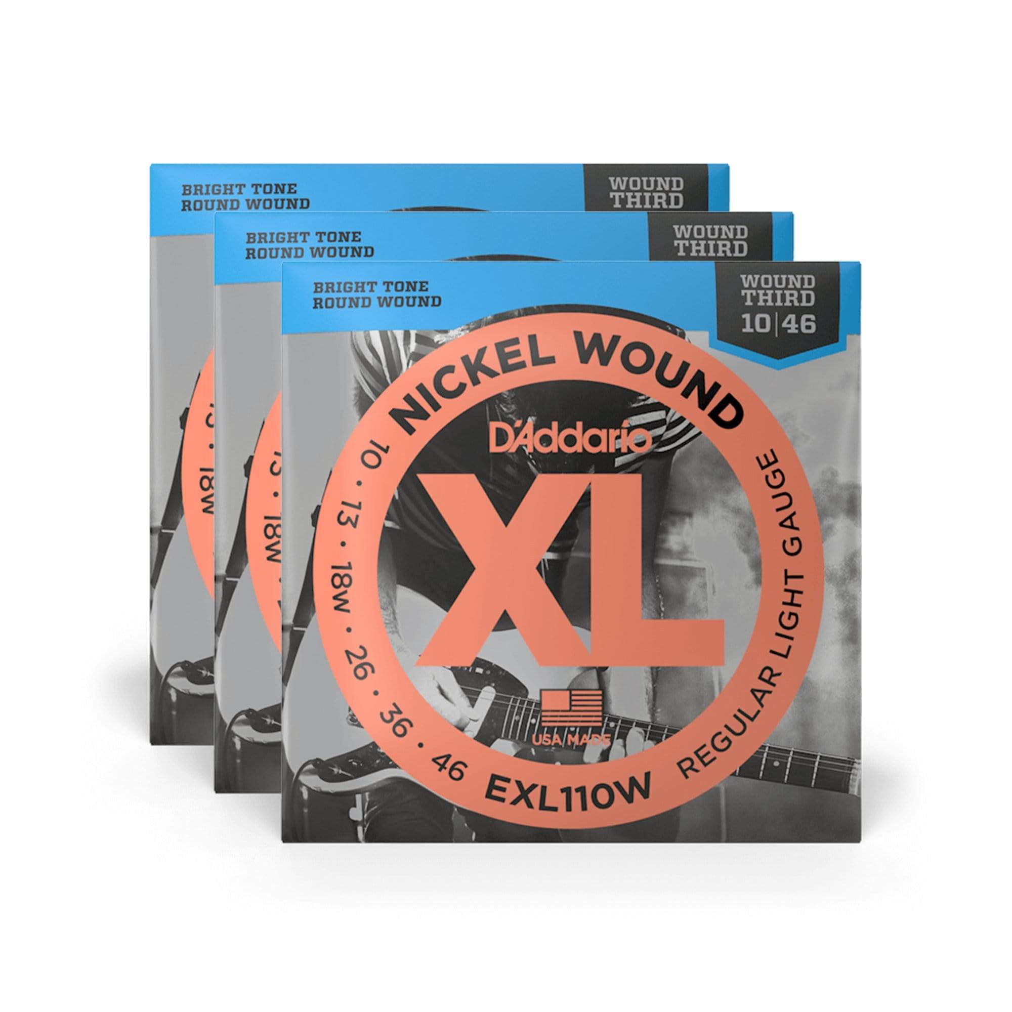 D'Addario EXL110W Electric Light Wound G 10-46 3 Pack Bundle Accessories / Strings / Guitar Strings