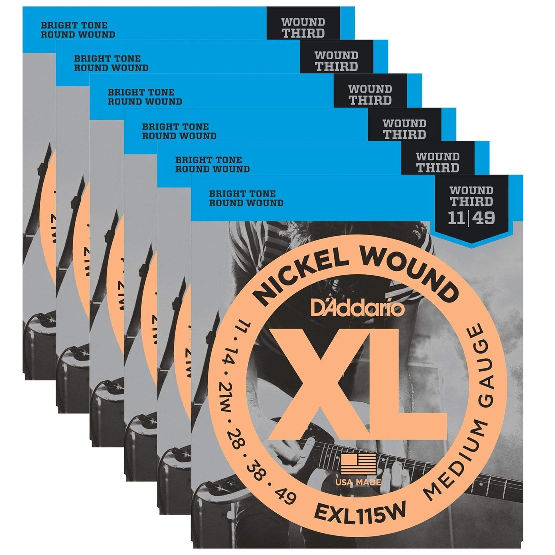D'Addario EXL115W Electric 11-49 w/Wound 3rd (6 Pack Bundle) Accessories / Strings / Guitar Strings