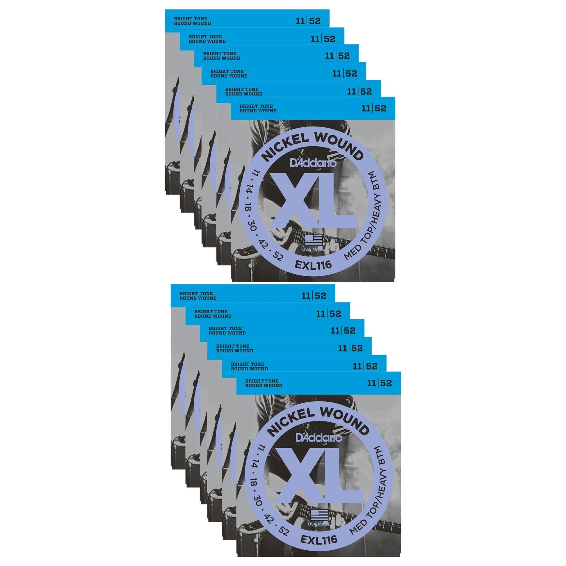 D'Addario EXL116 Electric Medium/Heavy 11-52 (12 Pack Bundle) Accessories / Strings / Guitar Strings