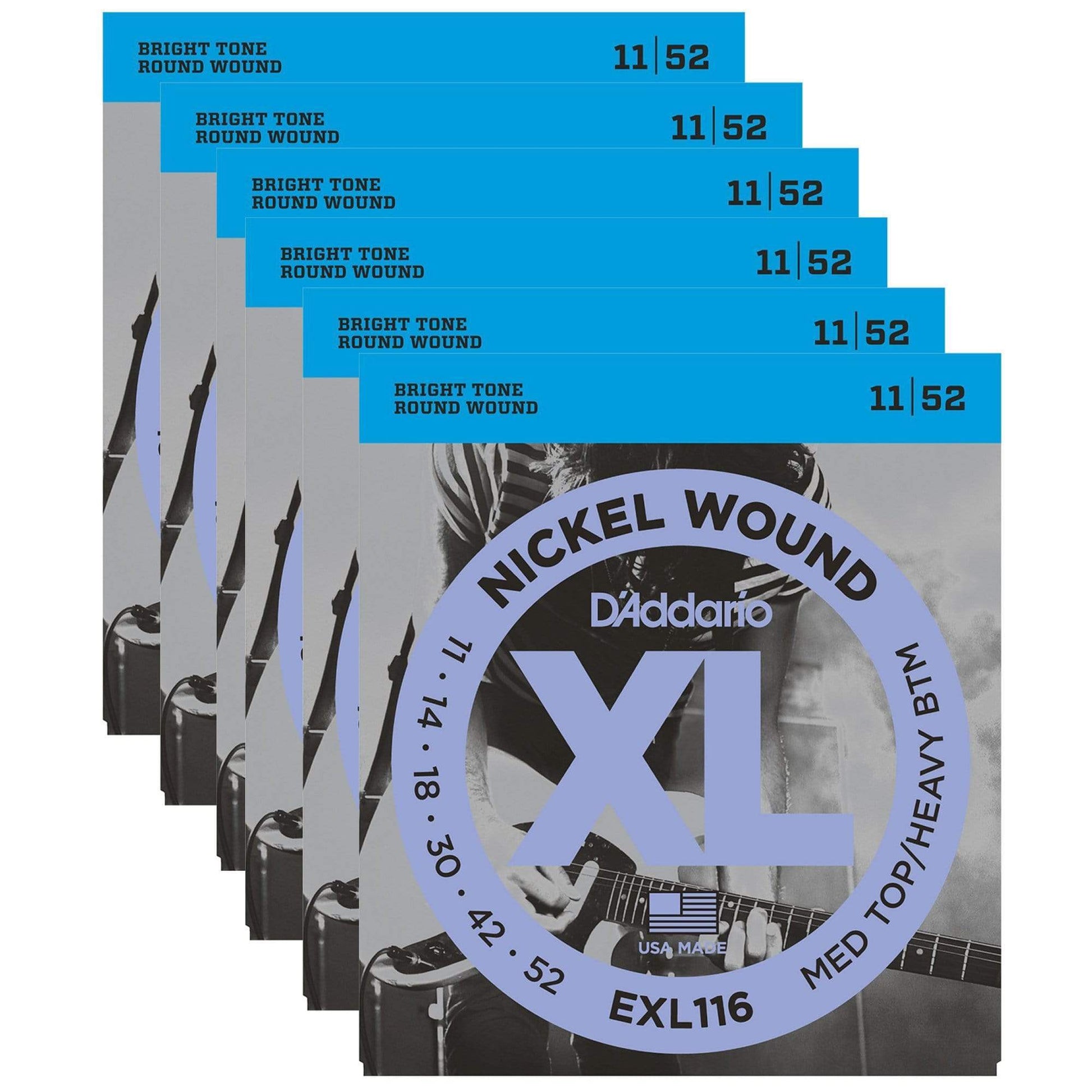 D'Addario EXL116 Electric Medium/Heavy 11-52 (6 Pack Bundle) Accessories / Strings / Guitar Strings