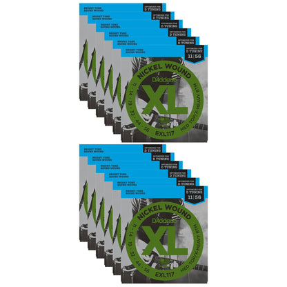 D'Addario EXL117 Electric Medium Top/Extra Heavy Bottom 11-56 (12 Pack Bundle) Accessories / Strings / Guitar Strings