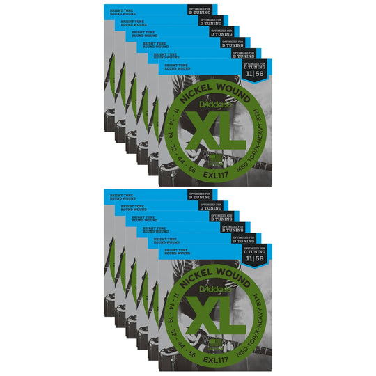 D'Addario EXL117 Electric Medium Top/Extra Heavy Bottom 11-56 (12 Pack Bundle) Accessories / Strings / Guitar Strings
