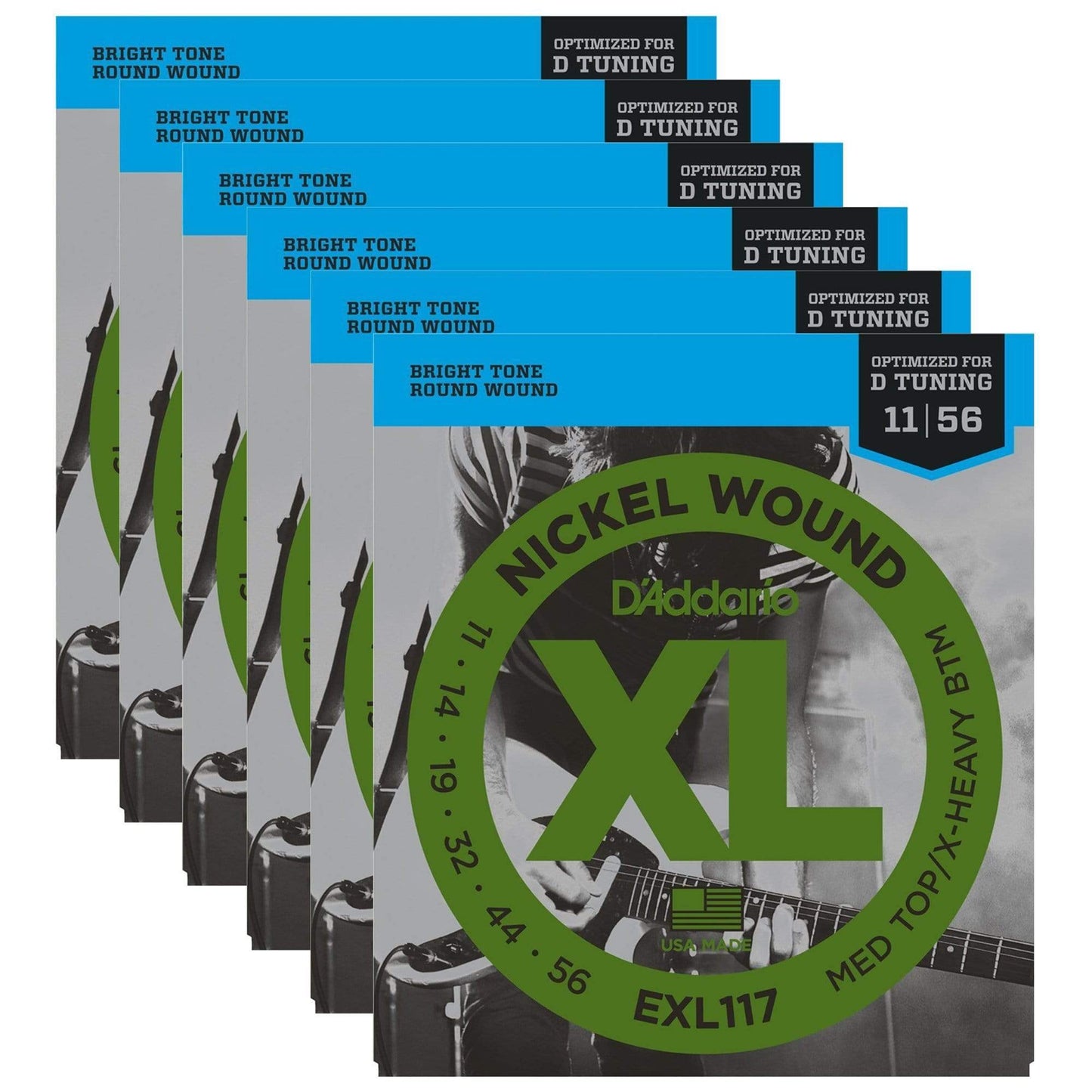 D'Addario EXL117 Electric Medium Top/Extra Heavy Bottom 11-56 (6 Pack Bundle) Accessories / Strings / Guitar Strings