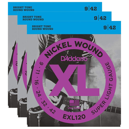 D'Addario EXL120 Electric 9-42 (3 Pack Bundle) Accessories / Strings / Guitar Strings