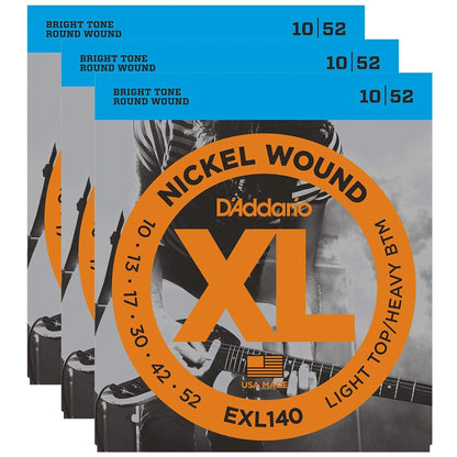 D'Addario EXL140 Electric Light Top/Heavy Bottom 10-52 (3 Pack Bundle) Accessories / Strings / Guitar Strings