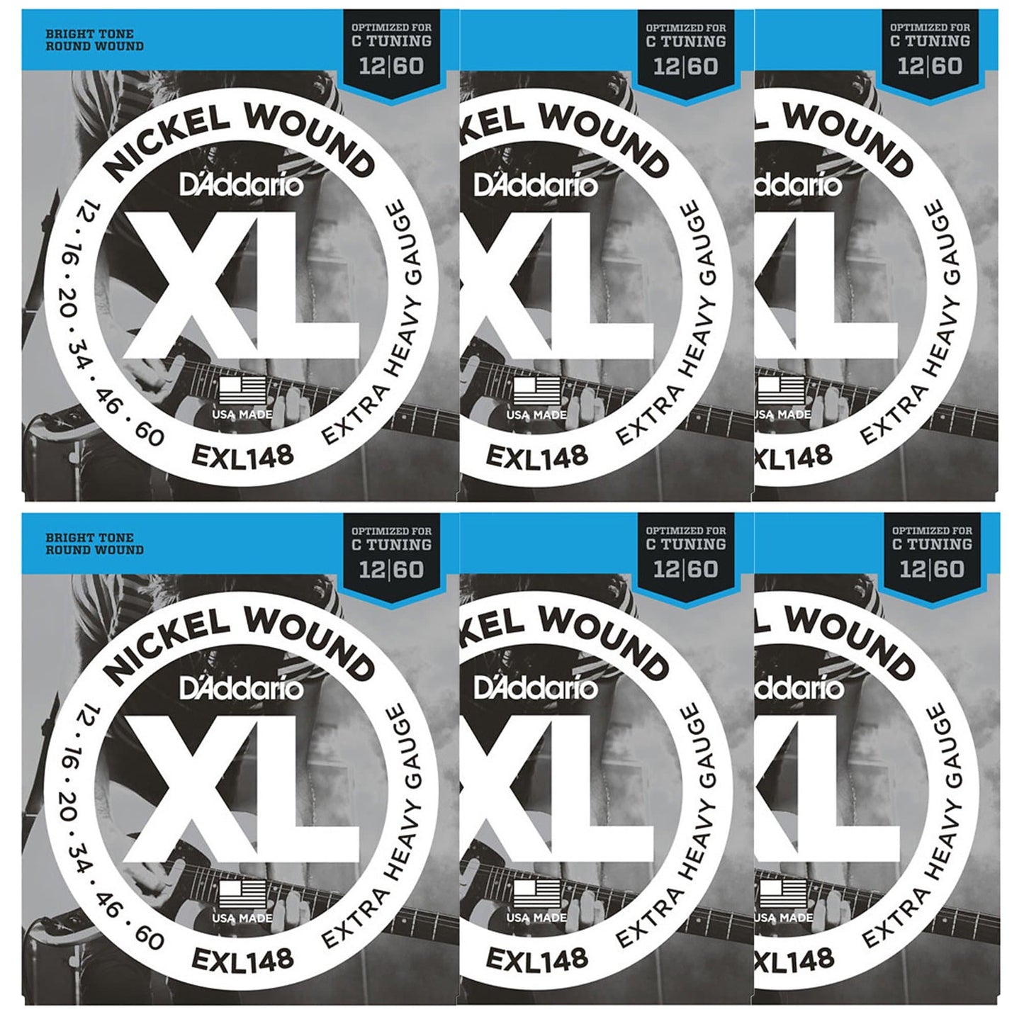 D'Addario EXL148 Electric Extra Heavy 12-60 6 Pack Bundle Accessories / Strings / Guitar Strings