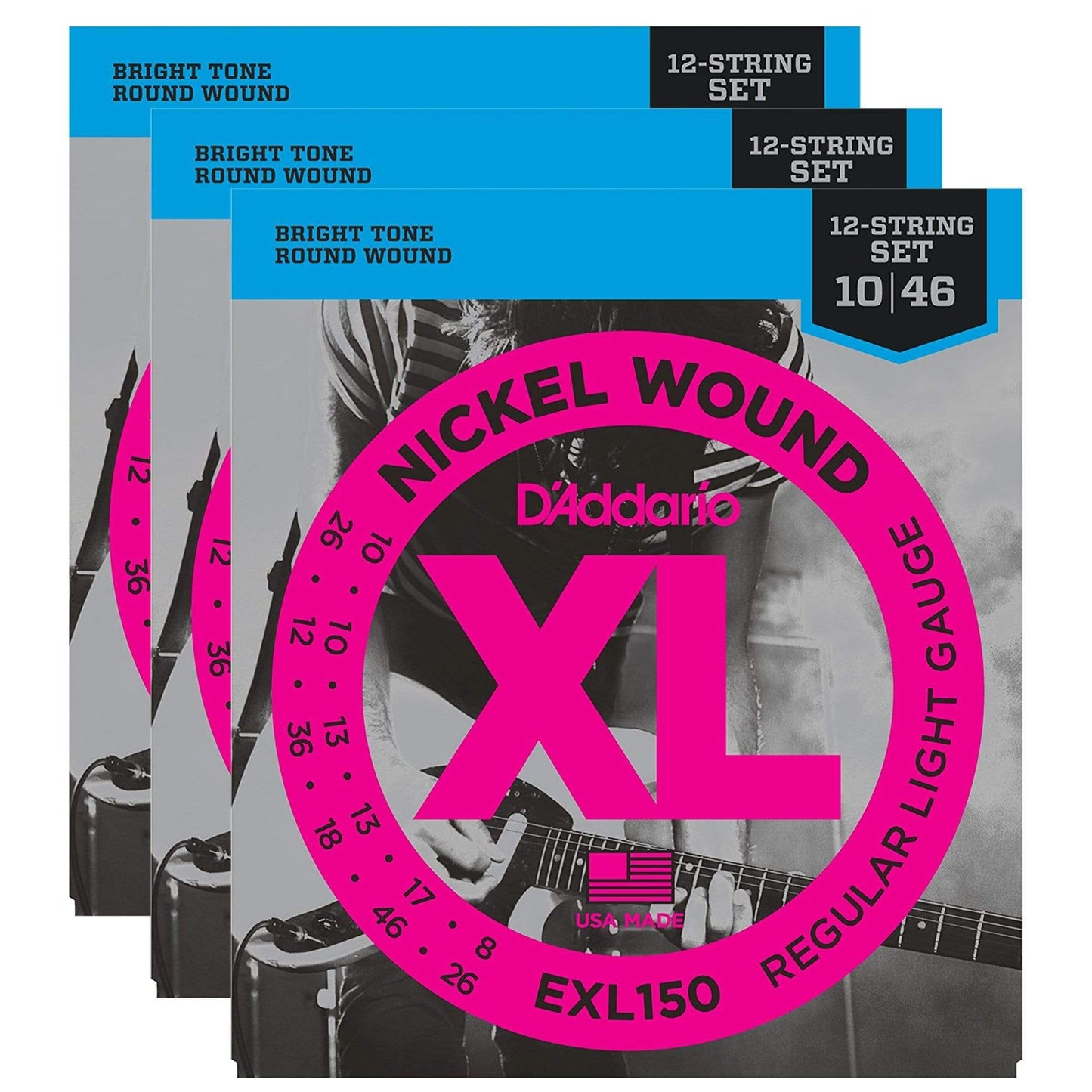 D'Addario EXL150 Electric 12-String 10-46/26 (3 Pack Bundle) Accessories / Strings / Guitar Strings