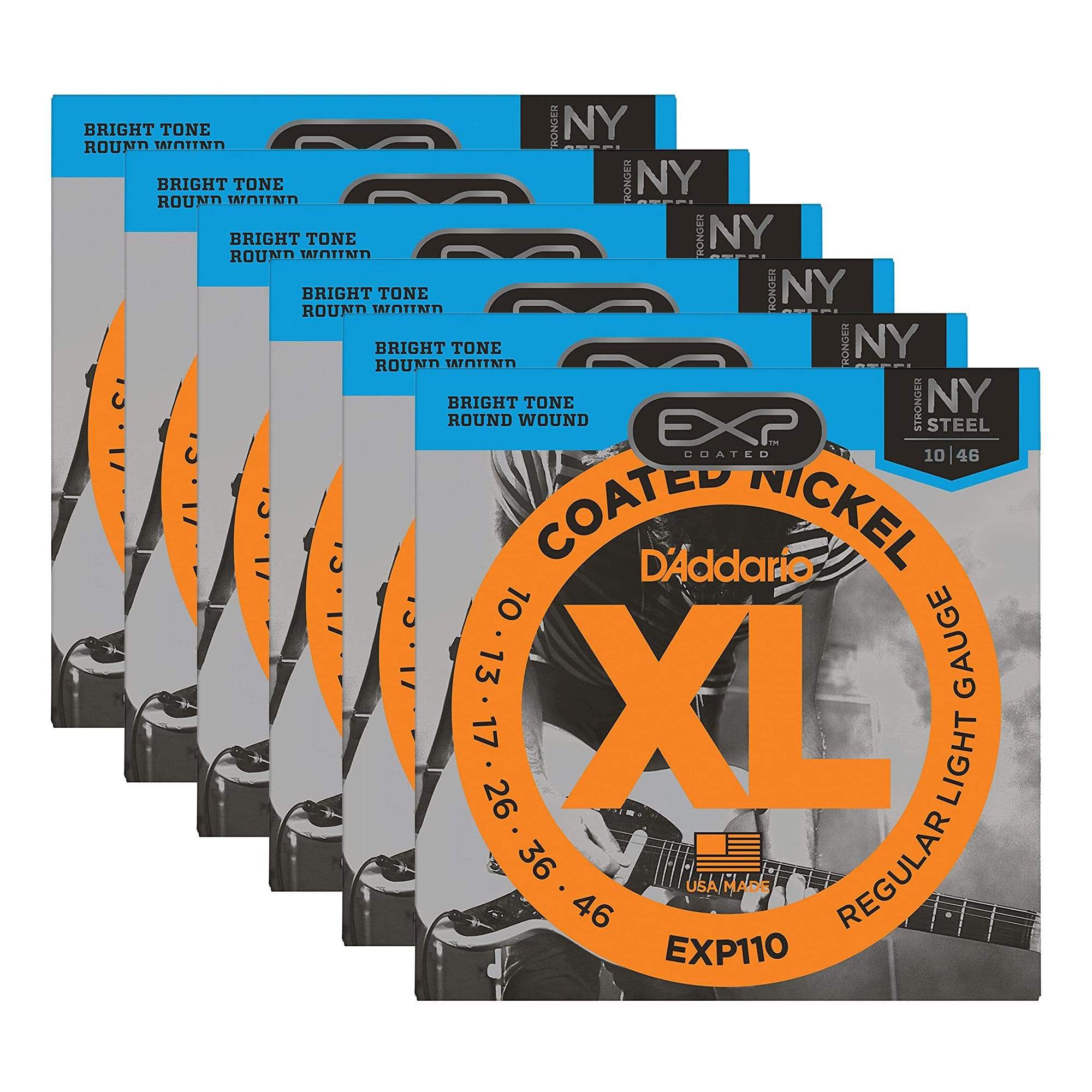 D'Addario EXP110 Electric Coated Light 10-46 6 Pack Bundle Accessories / Strings / Guitar Strings