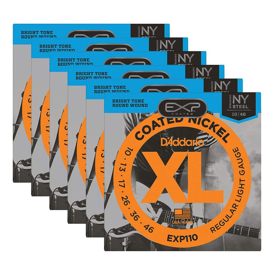 D'Addario EXP110 Electric Coated Light 10-46 6 Pack Bundle Accessories / Strings / Guitar Strings