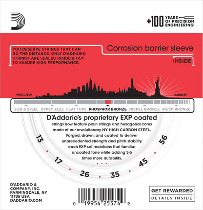 D'Addario EXP17-3D Acoustic Strings Coated Phosphor Bronze 13-56 Medium 3-Pack Accessories / Strings / Guitar Strings