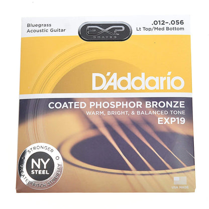 D'Addario EXP19 Coated Phosphor Bronze Bluegrass Light Top/Heavy Bottom 12-56 Accessories / Strings / Guitar Strings