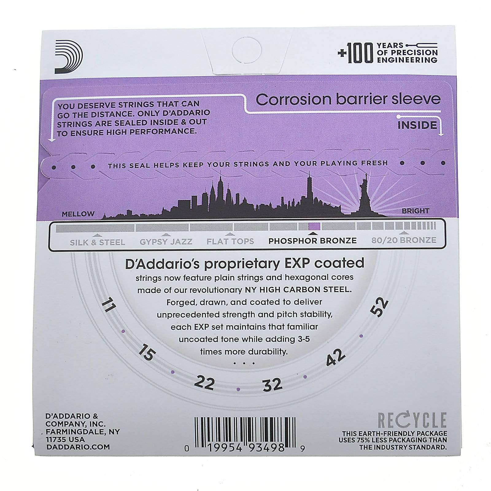 D'Addario EXP26 Coated Phosphor Bronze Custom Light 11-52 Accessories / Strings / Guitar Strings