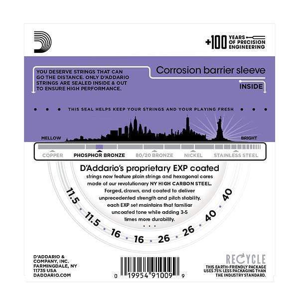 D'Addario EXP74CM Mandolin Strings EXP Phosphor Bronze Custom Medium Accessories / Strings / Guitar Strings