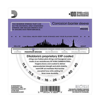 D'Addario EXP74CM Mandolin Strings EXP Phosphor Bronze Custom Medium Accessories / Strings / Guitar Strings