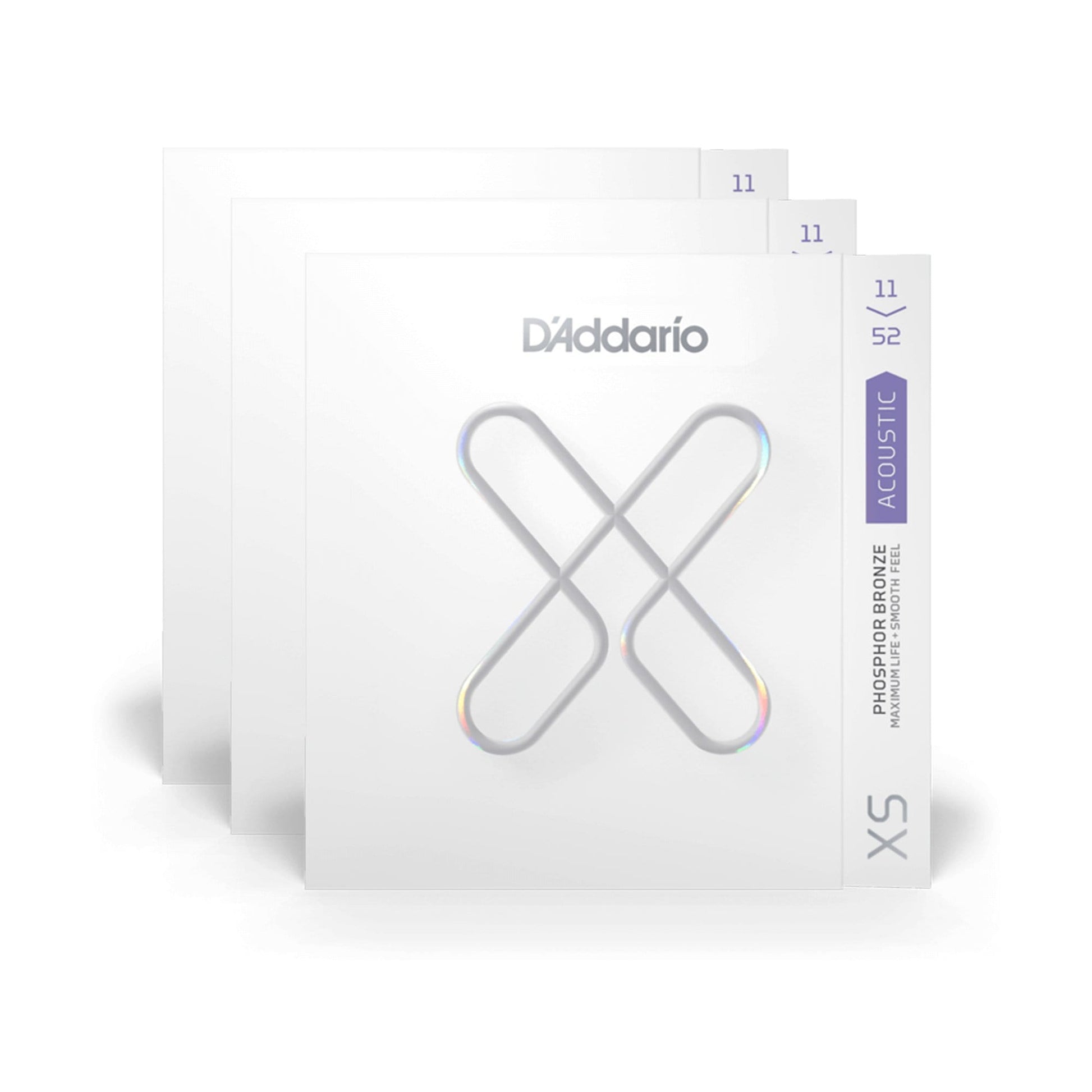 D'Addario XS Coated Acoustic Phosphor Bronze Custom Light 11-52 3 Pack Bundle Accessories / Strings / Guitar Strings