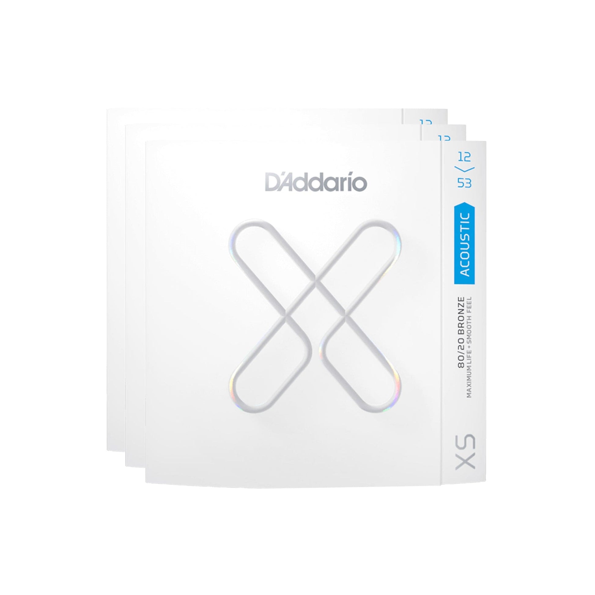 D'Addario XS Coated Acoustic 80/20 Bronze Light 12-53 3 Pack Bundle Accessories / Strings / Guitar Strings