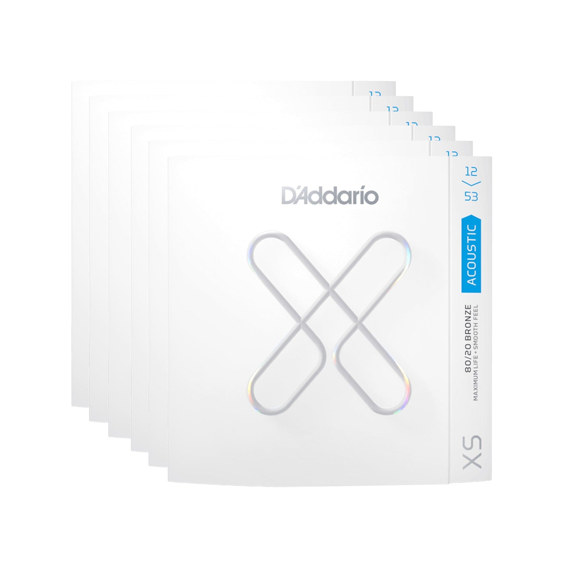 D'Addario XS Coated Acoustic 80/20 Bronze Light 12-53 6 Pack Bundle Accessories / Strings / Guitar Strings