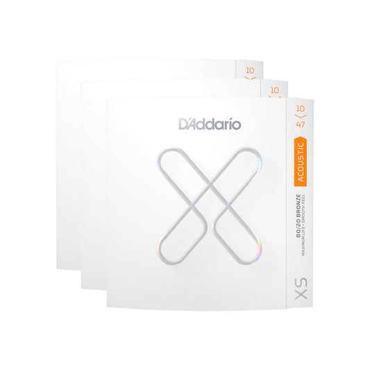 D'Addario XS Coated Acoustic 80/20 Bronze Light 12-String 10-47 3 Pack Bundle Accessories / Strings / Guitar Strings