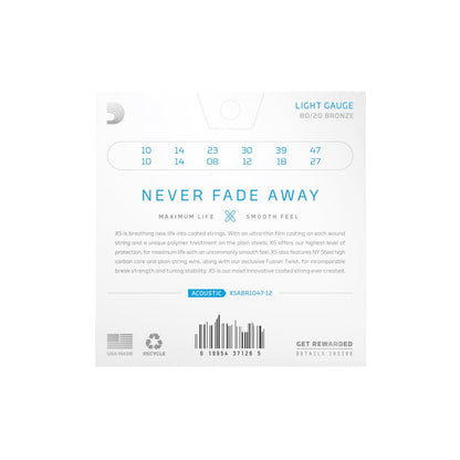 D'Addario XS Coated Acoustic 80/20 Bronze Light 12-String 10-47 Accessories / Strings / Guitar Strings