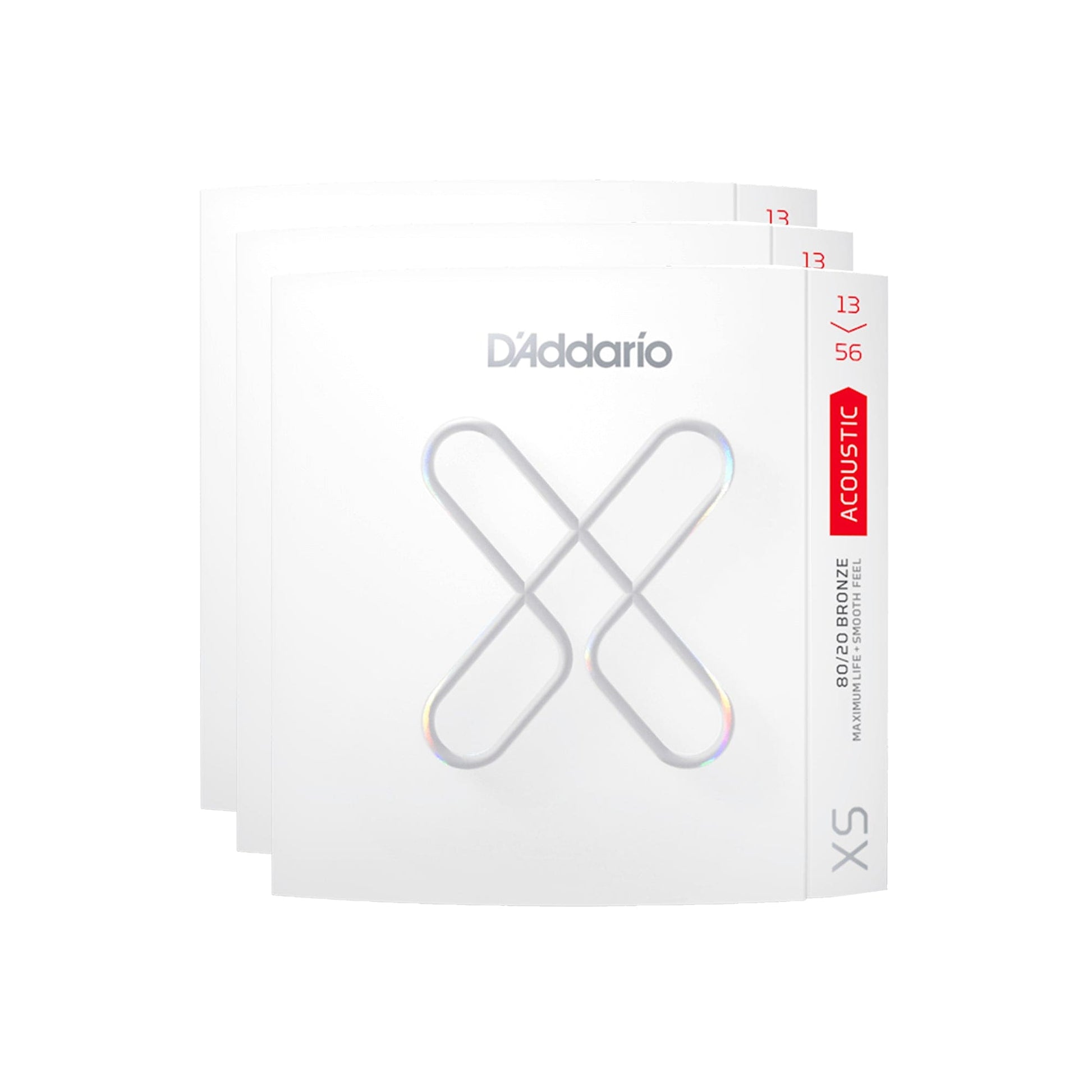 D'Addario XS Coated Acoustic 80/20 Bronze Medium 13-56 3 Pack Bundle Accessories / Strings / Guitar Strings