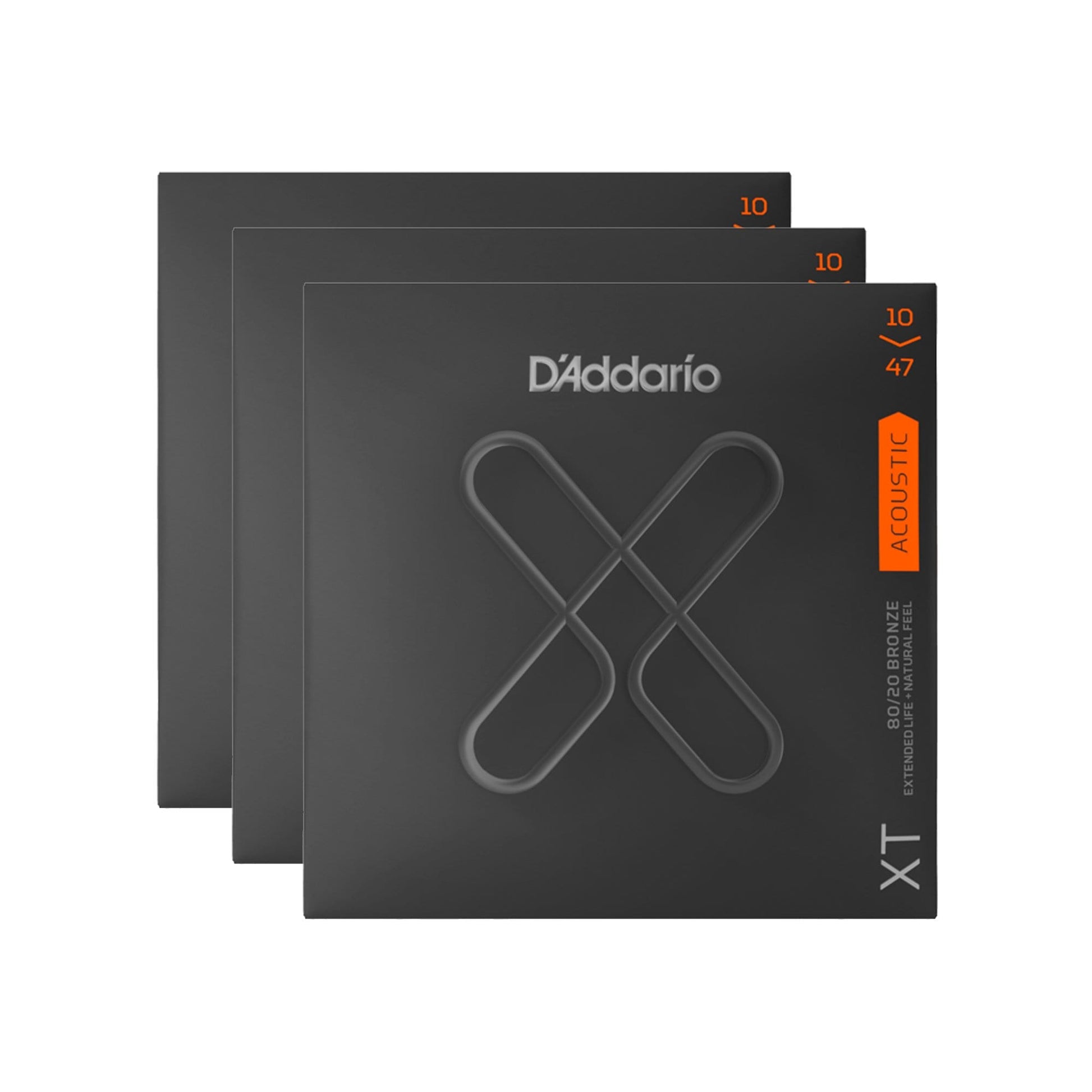 D'Addario XT 80/20 Bronze Acoustic Guitar Strings Extra Light 10-47 3 Pack Bundle Accessories / Strings / Guitar Strings