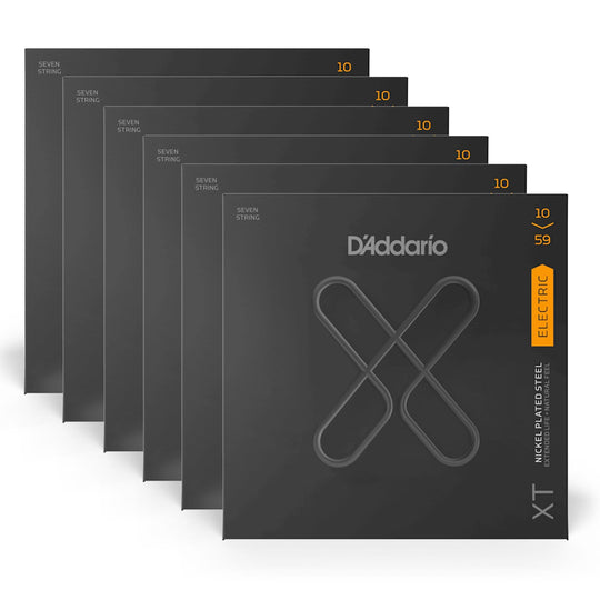 D'addario XT Nickel Plated Steel Electric Guitar Strings 7-String Regular Light 10-59 6 Pack Bundle Accessories / Strings / Guitar Strings