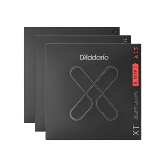 D'Addario XT Nickel Plated Steel Electric Guitar Strings Light Top/Heavy Bottom 10-52 3 Pack Bundle Accessories / Strings / Guitar Strings