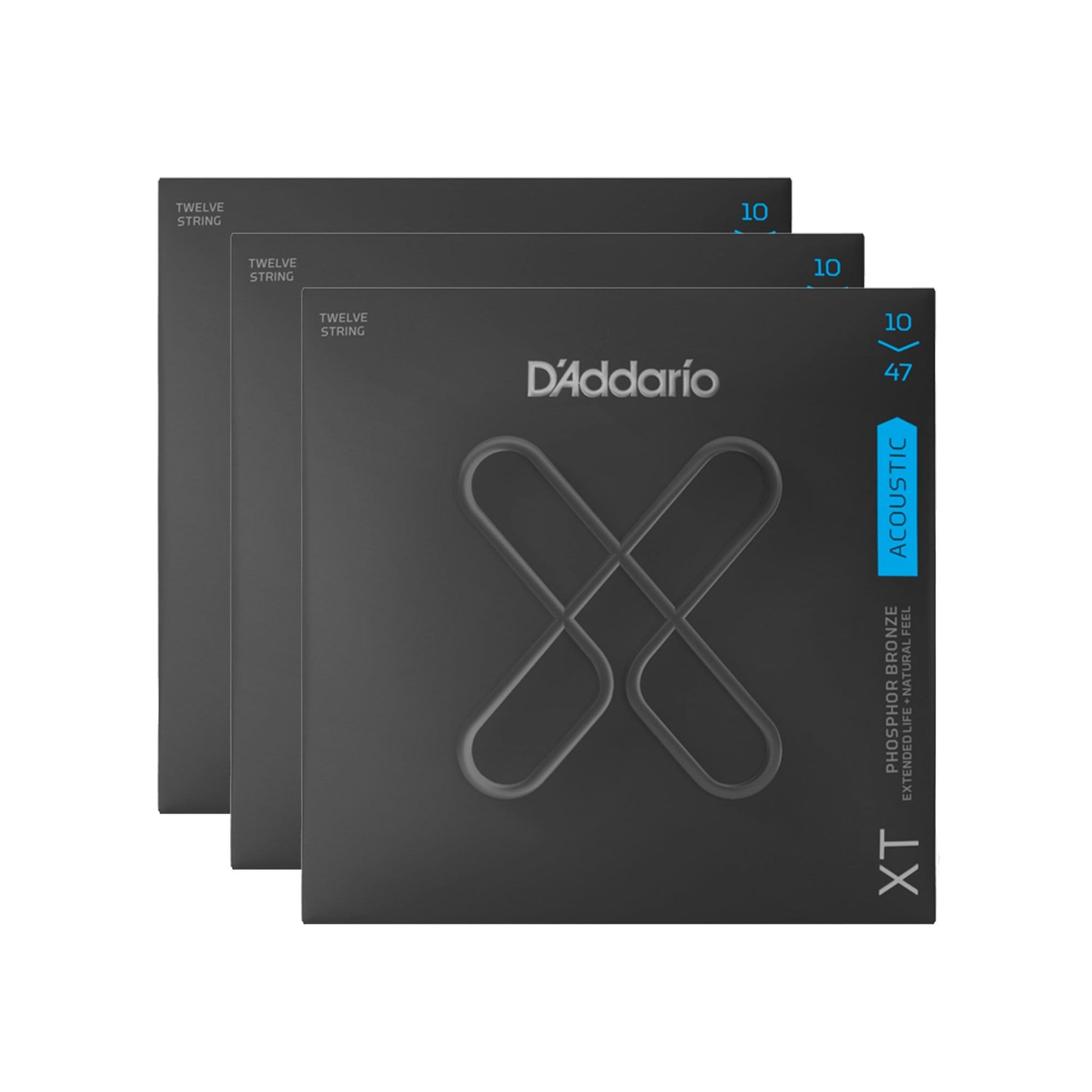 D'Addario XT Phosphor Bronze Acoustic Guitar Strings 12-String Light 10-47 3 Pack Bundle Accessories / Strings / Guitar Strings