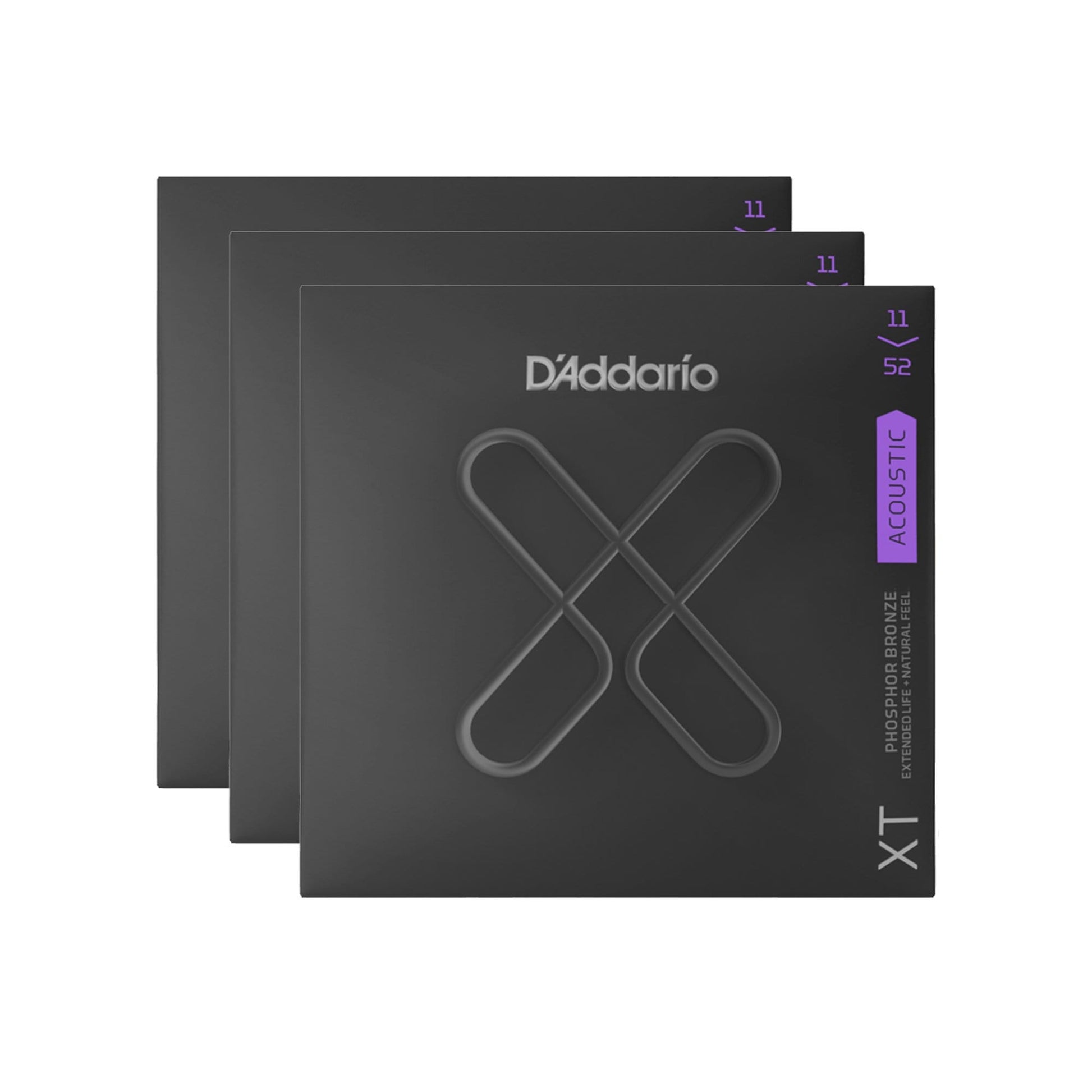 D'Addario XT Phosphor Bronze Acoustic Guitar Strings Custom Light 11-52 3 Pack Bundle Accessories / Strings / Guitar Strings
