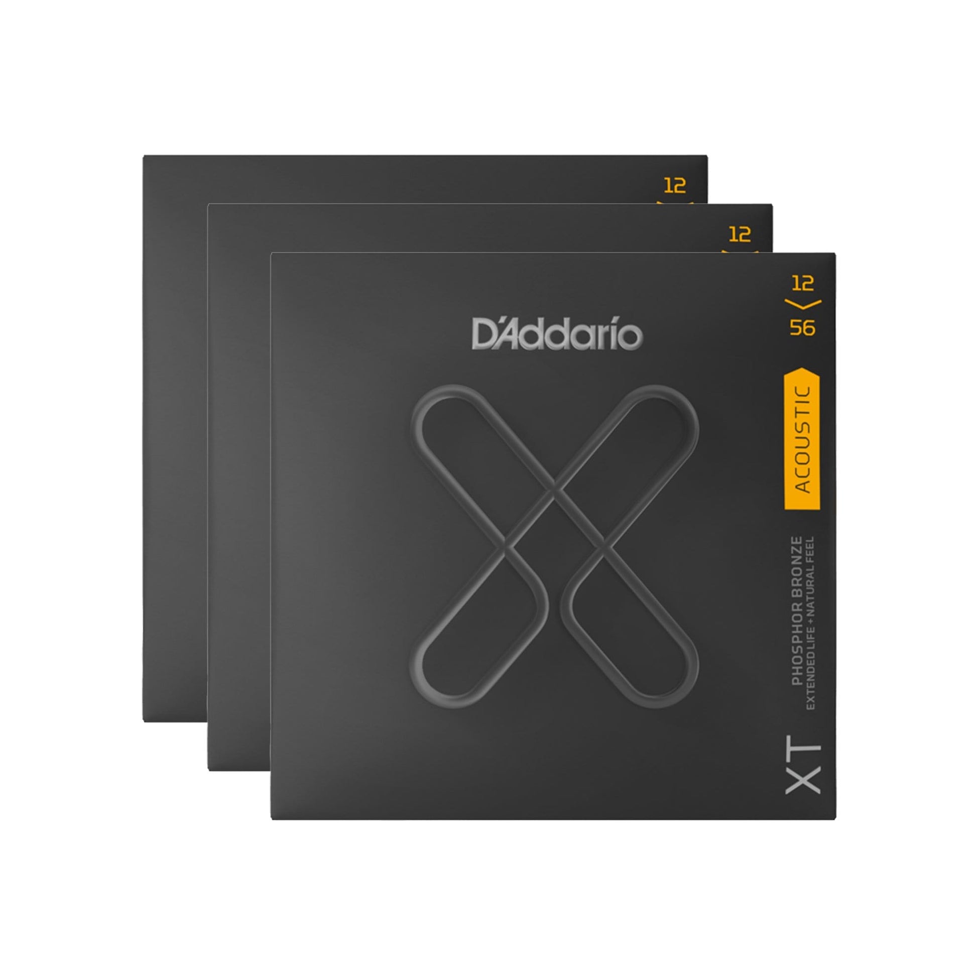 D'Addario XT Phosphor Bronze Acoustic Guitar Strings Light Top/Medium Bottom 12-56 3 Pack Bundle Accessories / Strings / Guitar Strings