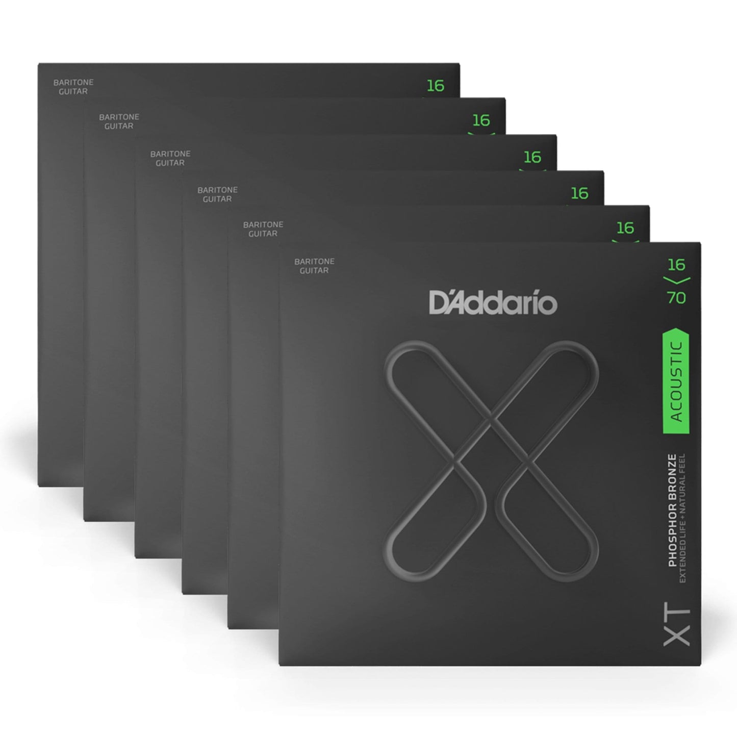 D'addario XT Phosphor Bronze Baritone Acoustic Guitar Medium 16-70 6 Pack Bundle Accessories / Strings / Guitar Strings